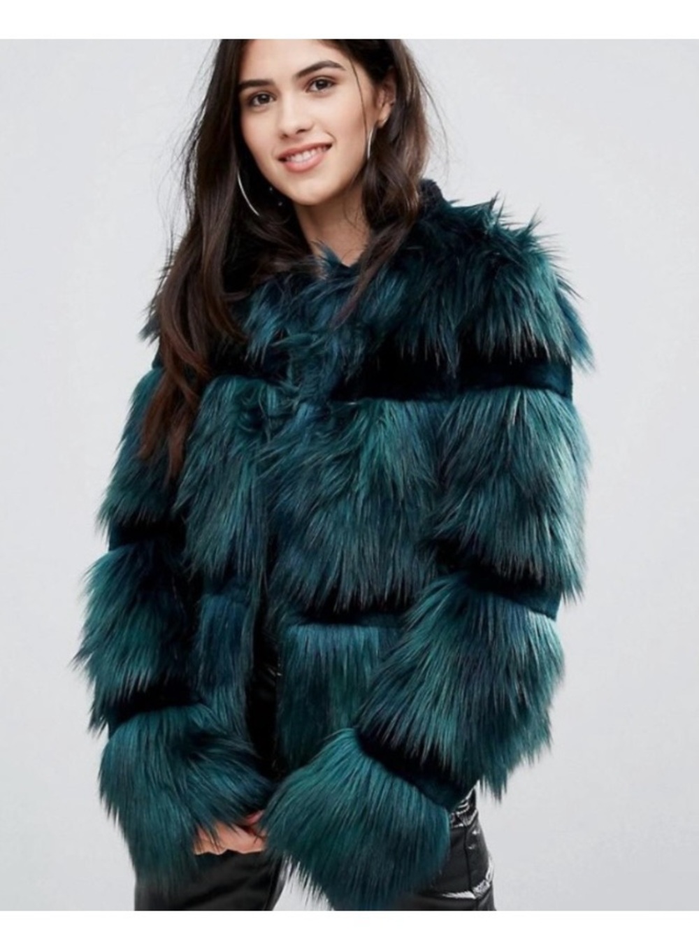 Urban Code Faux Fur Coat Teal Green